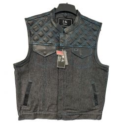 SOA Club Leather/Denim Vest Blue