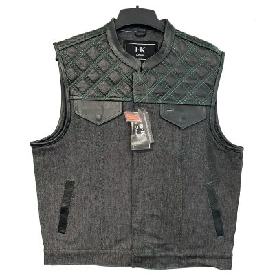 SOA Club Leather/Denim Vest Green