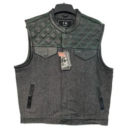 SOA Club Leather/Denim Vest Green