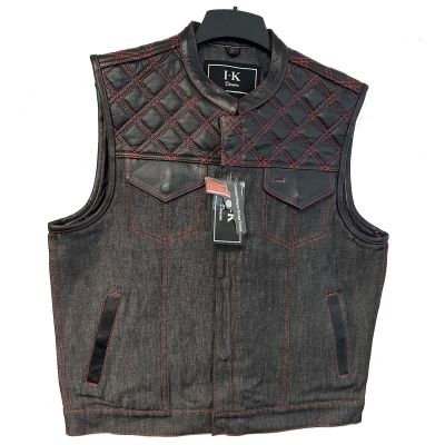 SOA Club Leather/Denim Vest Red