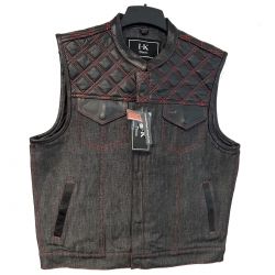 SOA Club Leather/Denim Vest Red