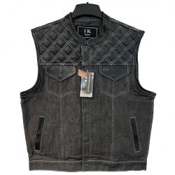 SOA Club Leather/Denim Vest White