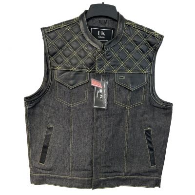 SOA Club Leather/Denim Vest Yellow