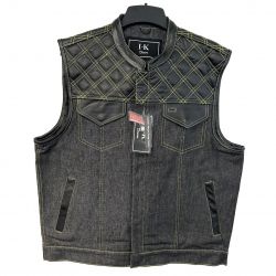 SOA Club Leather/Denim Vest Yellow